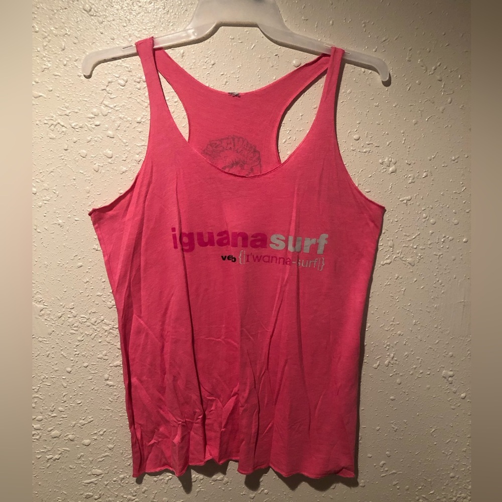Hot pink tank top sz L Iguana Surf